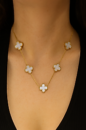 K034 VAN CLEEF KOLYE GOLD BEYAZ