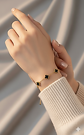 B115 MİNİK MODEL BİLEKLİK GOLD SİYAH